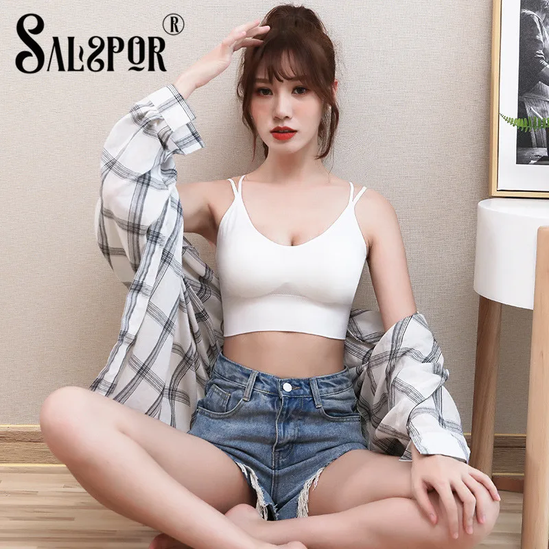 SALSPOR Seamless Sling Cropped Top Women Cross Straps Sexy Backless Padded Bra Solid Fashion All-Match Bralette Top
SALSPOR Seamless Sling Cropped Top Women Cross Straps Sexy Backless Padded Bra Solid Fashion All-Match Bralette Top