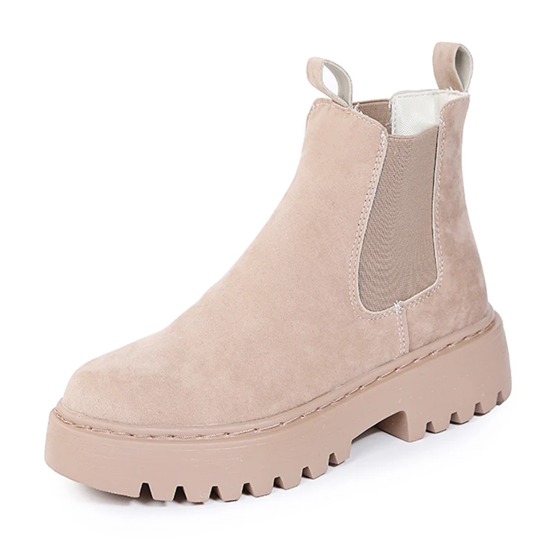 Fashion Chelsea Boots Solid Color Suede Women's Thick-soled Naked Boots Round Toe Motorcycle Boots Flat Ankle Boots Casual Boots
Fashion Chelsea Boots Solid Color Suede Women's Thick-soled Naked Boots Round Toe Motorcycle Boots Flat Ankle Boots Casual Boots