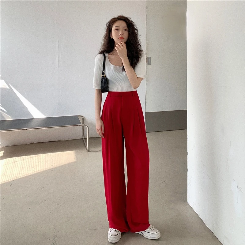 KUSAHIKI Woman Pants Korean High Waist Long Trousers Causal Solid 2021 Spring Summer New Wide Leg Pants Pantalones Mujer 6G632
KUSAHIKI Woman Pants Korean High Waist Long Trousers Causal Solid 2021 Spring Summer New Wide Leg Pants Pantalones Mujer 6G632