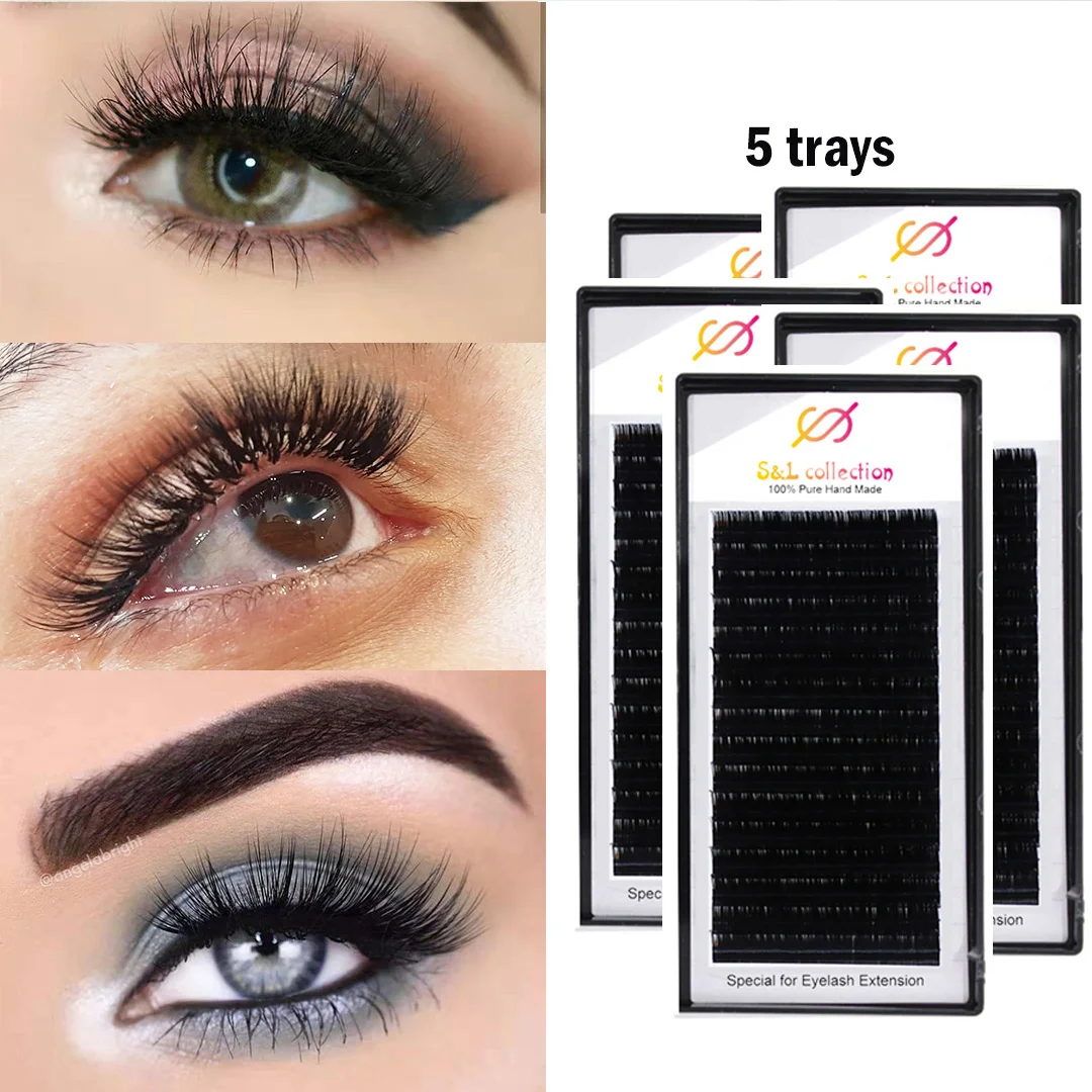 

5 TRAYS 12Rows Faux mink individual eyelash lashes maquiagem cilios for professionals soft mink eyelash extension