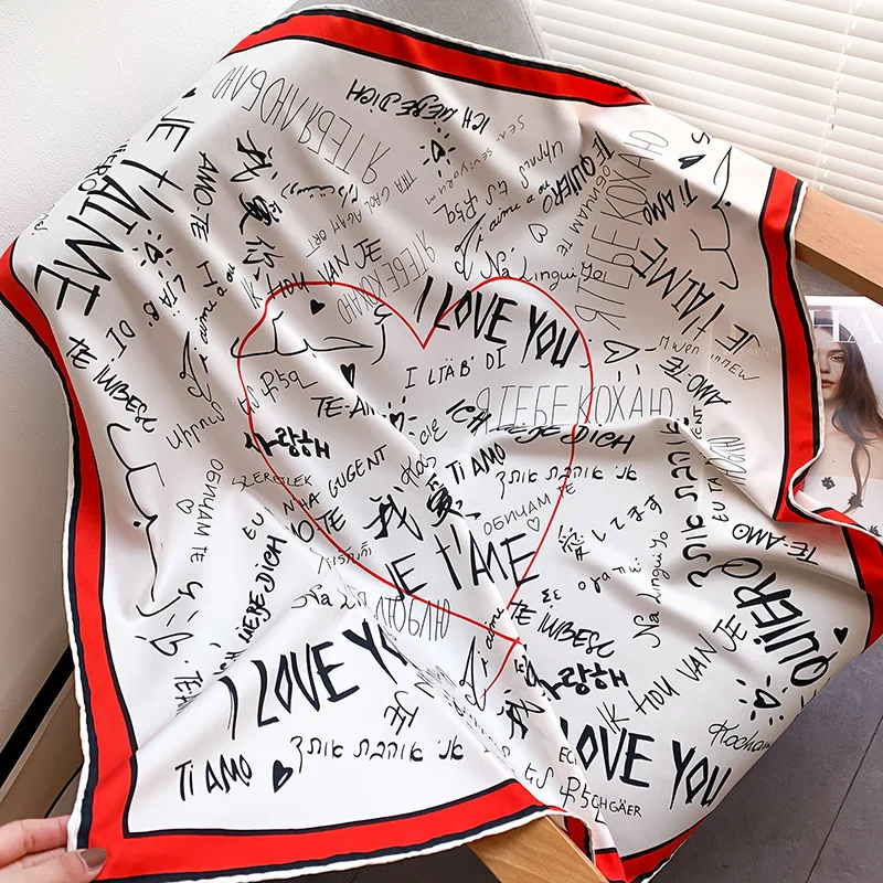 90cm Foulard Lady Hair Scarf New Twill Silk Shawl Female Head Wraps Women Bandana Large Neckerchief Print LOVE
90cm Foulard Lady Hair Scarf New Twill Silk Shawl Female Head Wraps Women Bandana Large Neckerchief Print LOVE