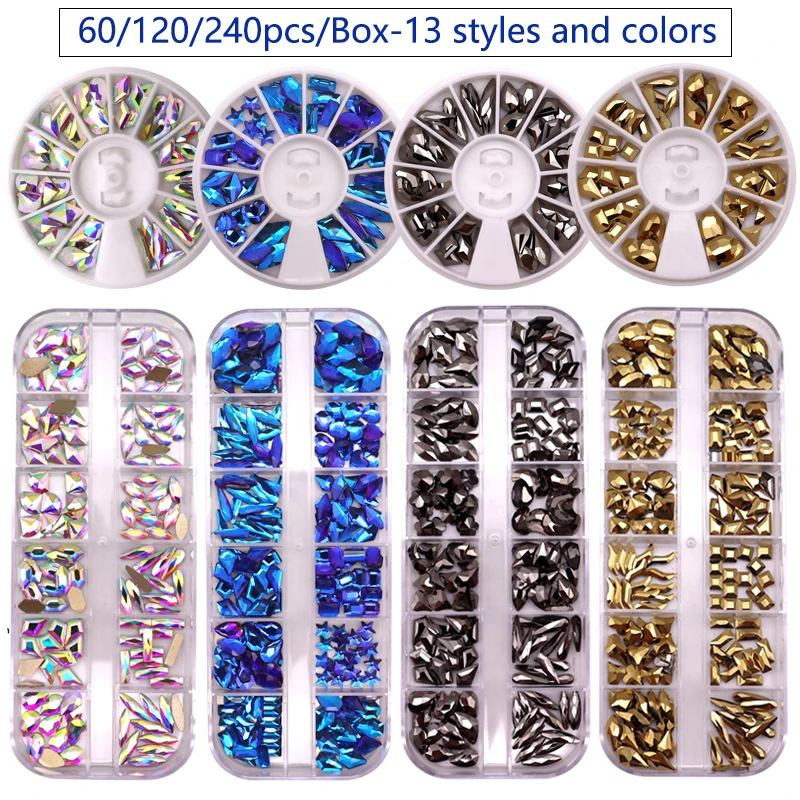 60/120/240 Pcs/box mixed AB multi-color glass crystal diamond stone 12 grid box 12 shapes flat back manicure nail crystal set
60/120/240 Pcs/box mixed AB multi-color glass crystal diamond stone 12 grid box 12 shapes flat back manicure nail crystal set