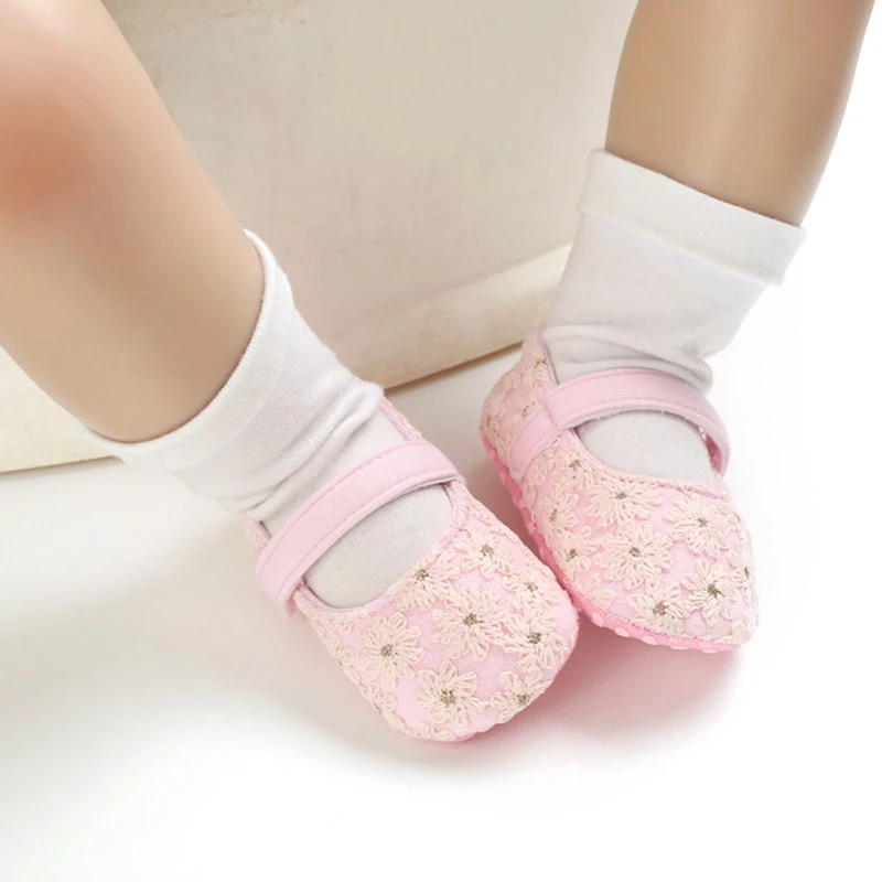 Newborn Sweet Baby Girl Floral Casual Footwear Soft Soled Toddler Frist Walking Non-slip Crib Shoes 0-18M6