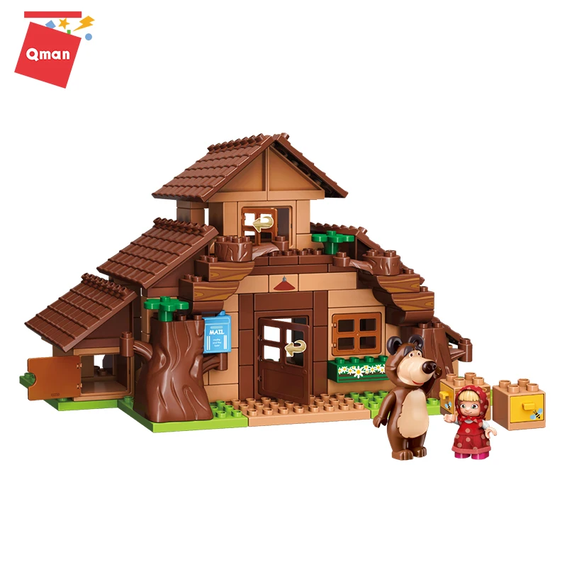 

Qman 113pcs Big Stacking Blocks House Building Bricks Masha And The Bear For Kids Puzzles Enlighten Brick Minifigures Toys Kids