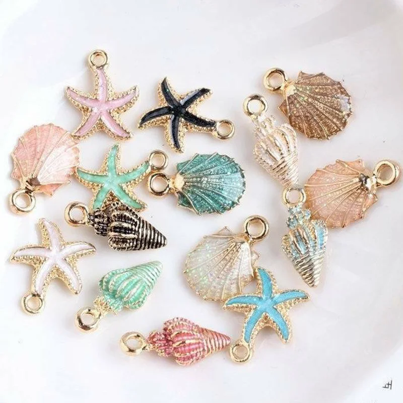 

10pcs Nice Conch Sea Shell Charms Ocean Pendants Starfish Anklet Bracelet Necklace DIY Handmade Accessories Craft