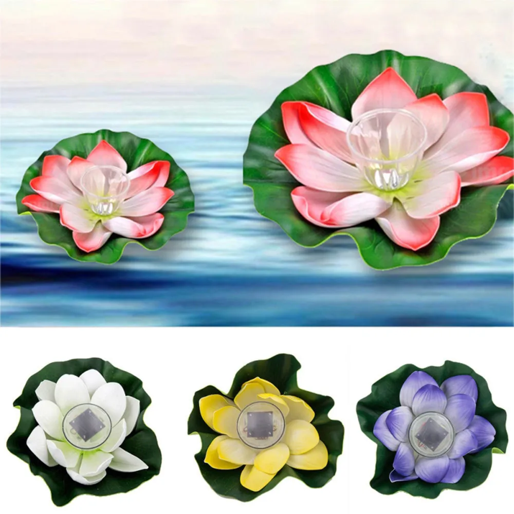 Bzoosio1 Pcs Solar Outdoor Floating Lotus Light Pool Pond Garden Water Flower 7 Color RGB LED Lamp Decking B1 | Лампы и освещение