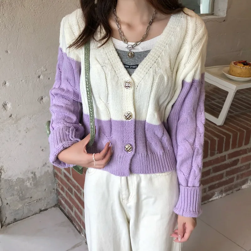 Alien Kitty 2021 New Autumn Ladies Sweater Loose Contrast Color V-Neck Knit All-Match Korean Short Casual Gentle Hot Cardigan
Alien Kitty 2021 New Autumn Ladies Sweater Loose Contrast Color V-Neck Knit All-Match Korean Short Casual Gentle Hot Cardigan