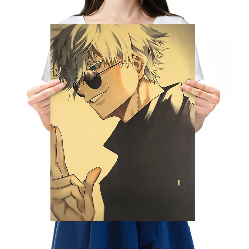 

Jujutsu Kaisen Anime Character Gojo Satoru Cartoon Poster Retro Kraft Paper Bar Decor Painting Wall Stickers Kids Gifts 51*35cm