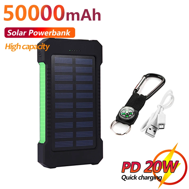 50000mAh Large Capacity Solar Power Bank External Battery LED Outdoor Travel Portable Mobile Phone Charger for Xiaomi IPhone
50000mAh Large Capacity Solar Power Bank External Battery LED Outdoor Travel Portable Mobile Phone Charger for Xiaomi IPhone