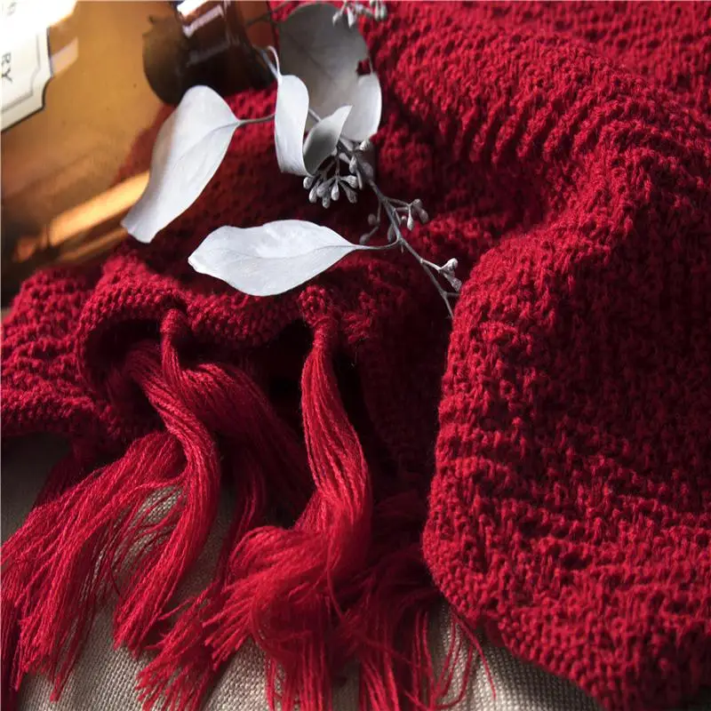 American Pastoral Style Knitted Blanket With Tassel Nordic Modern Soft Blanket For Bed Chair Sofa Couch Home Nap Blanket Claret
American Pastoral Style Knitted Blanket With Tassel Nordic Modern Soft Blanket For Bed Chair Sofa Couch Home Nap Blanket Claret