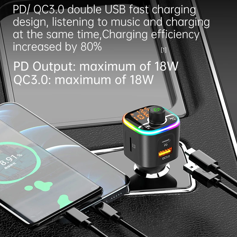 PD QC3.0 Quick charger Car MP3 Player TF U Disk audio receiver Bluetooth 5.0 FM modulator Fast Car USB Charging Handsfree Call
PD QC3.0 Quick charger Car MP3 Player TF U Disk audio receiver Bluetooth 5.0 FM modulator Fast Car USB Charging Handsfree Call