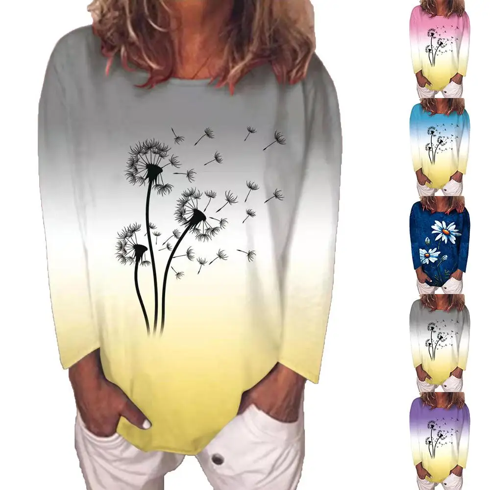 Women Dandelion Printed Long Sleeve Blouse Baggy Round Neck Casual T-shirts Gradient Tees Tops
Women Dandelion Printed Long Sleeve Blouse Baggy Round Neck Casual T-shirts Gradient Tees Tops