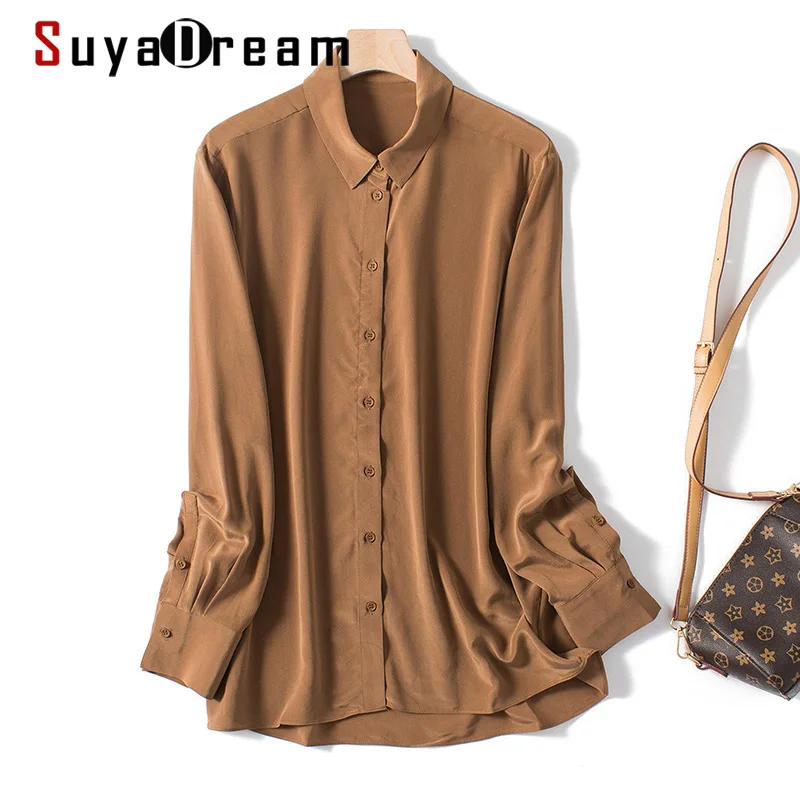SuyaDream Silk Solid Shirts 100% REAL SILK CREPE Long Sleeves Buttons Office Chic Blouse Shirt 2022 Spring Autumn Elegant Shirt
SuyaDream Silk Solid Shirts 100% REAL SILK CREPE Long Sleeves Buttons Office Chic Blouse Shirt 2022 Spring Autumn Elegant Shirt
