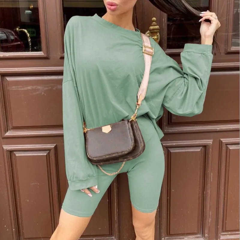 2020 New Spring Women's Two-Piece Suit With Belt Long Sleeve Solid Color +Shorts Home Loose Sports Fashion Casual Suit
2020 New Spring Women's Two-Piece Suit With Belt Long Sleeve Solid Color +Shorts Home Loose Sports Fashion Casual Suit