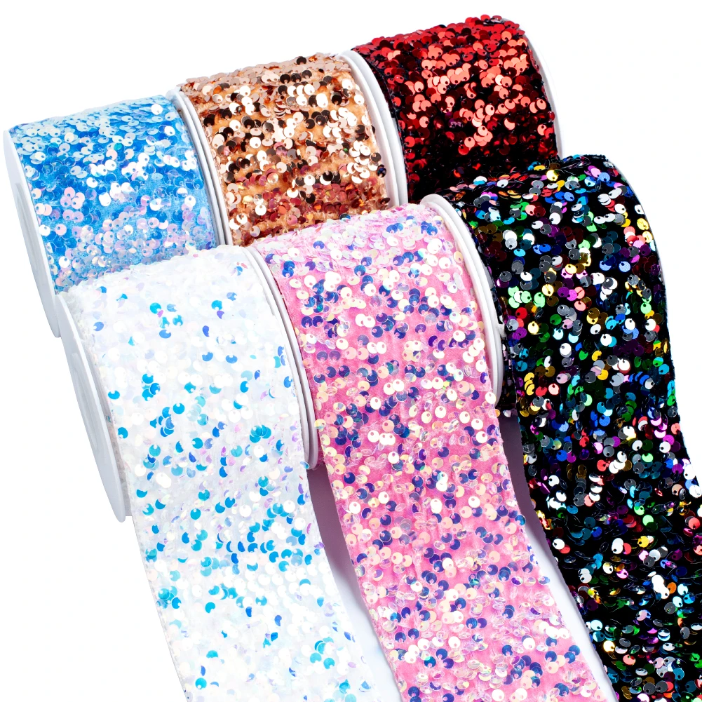 Hot Sale 3 Inch 75mm Color Sequins Velvet Sequins Party Headdress Bow Ribbon 25 Yards/roll
Hot Sale 3 Inch 75mm Color Sequins Velvet Sequins Party Headdress Bow Ribbon 25 Yards/roll