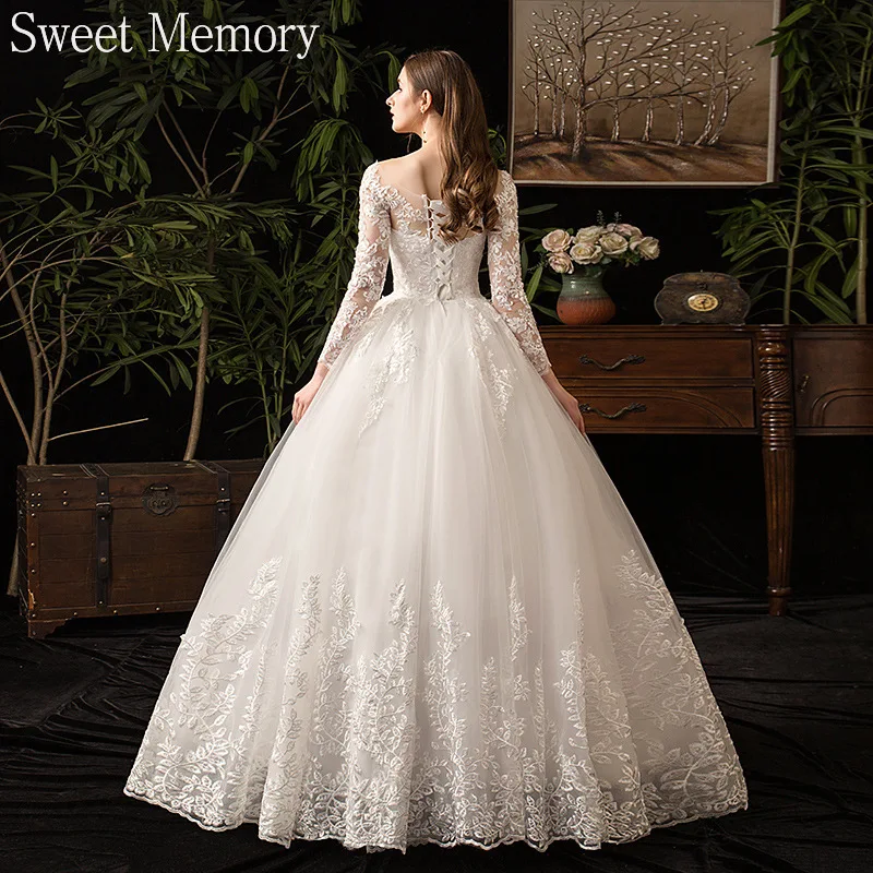 Sweet Memory White Illusion Lace Embroidery Long Sleeve Wedding Dresses for Women Robe Vintage Bride Vestidos Novia Ball Gown
Sweet Memory White Illusion Lace Embroidery Long Sleeve Wedding Dresses for Women Robe Vintage Bride Vestidos Novia Ball Gown