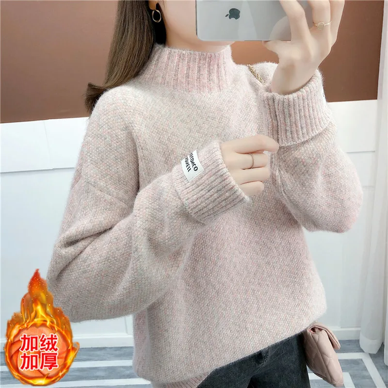 Korean Style Loose Sweater Women Pullover Casual Half Turtleneck Long Sleeve Oversized Knit Sweater Female Jumpers Split solid
Korean Style Loose Sweater Women Pullover Casual Half Turtleneck Long Sleeve Oversized Knit Sweater Female Jumpers Split solid