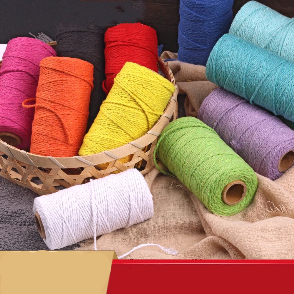 3mm 100% Cotton Cord Colorful Cord Handmade DIY Rope Twisted Macrame String Home Wedding decoration supply Film packaging 100m
3mm 100% Cotton Cord Colorful Cord Handmade DIY Rope Twisted Macrame String Home Wedding decoration supply Film packaging 100m