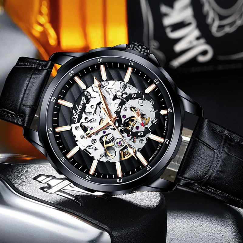AILANG Men's Watch Automatic Mechanical Stainless Steel Hollow Luxury Casual Fashion Black Dial Sports Waterproof Watch 8650A
AILANG Men's Watch Automatic Mechanical Stainless Steel Hollow Luxury Casual Fashion Black Dial Sports Waterproof Watch 8650A