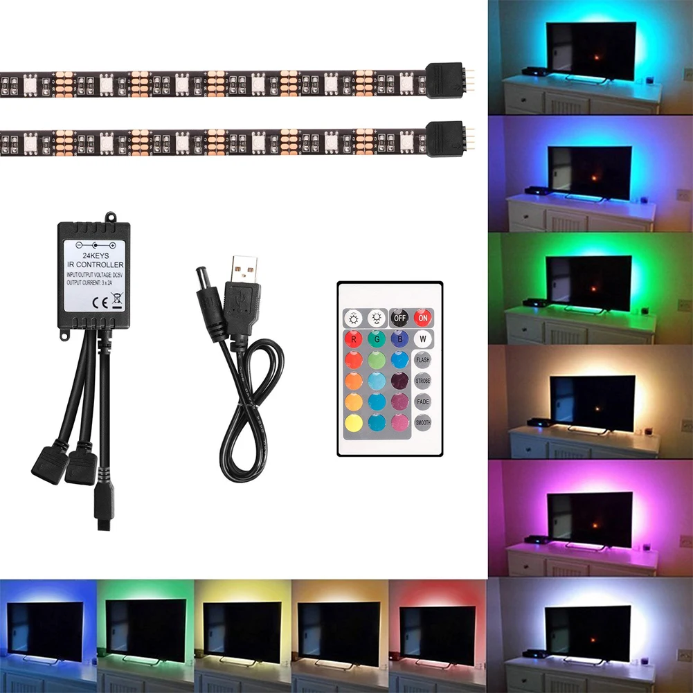 RGB многоцветный USB Led клейкая декоративная домашняя световая полоса ТВ фон