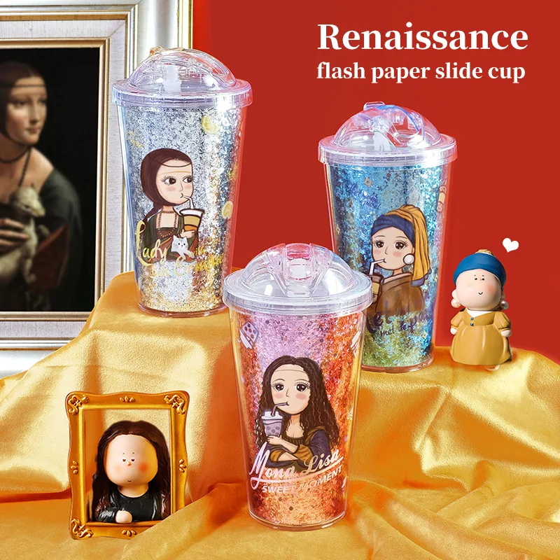 480ml Cartoon Plastic Water Cup Straw Cup Creative Renaissance Painting Straws Reusable with Lid Tumbler with Straw Drinkware
480ml Cartoon Plastic Water Cup Straw Cup Creative Renaissance Painting Straws Reusable with Lid Tumbler with Straw Drinkware