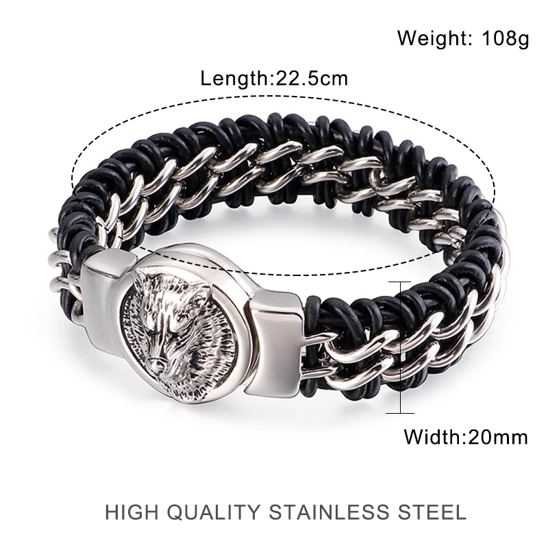 Antique Teen Wolf Head Charm Bracelet Braid Stainless Steel with Leather Rope Men's Bracelets Bangle Wristband Pulseira
Antique Teen Wolf Head Charm Bracelet Braid Stainless Steel with Leather Rope Men's Bracelets Bangle Wristband Pulseira