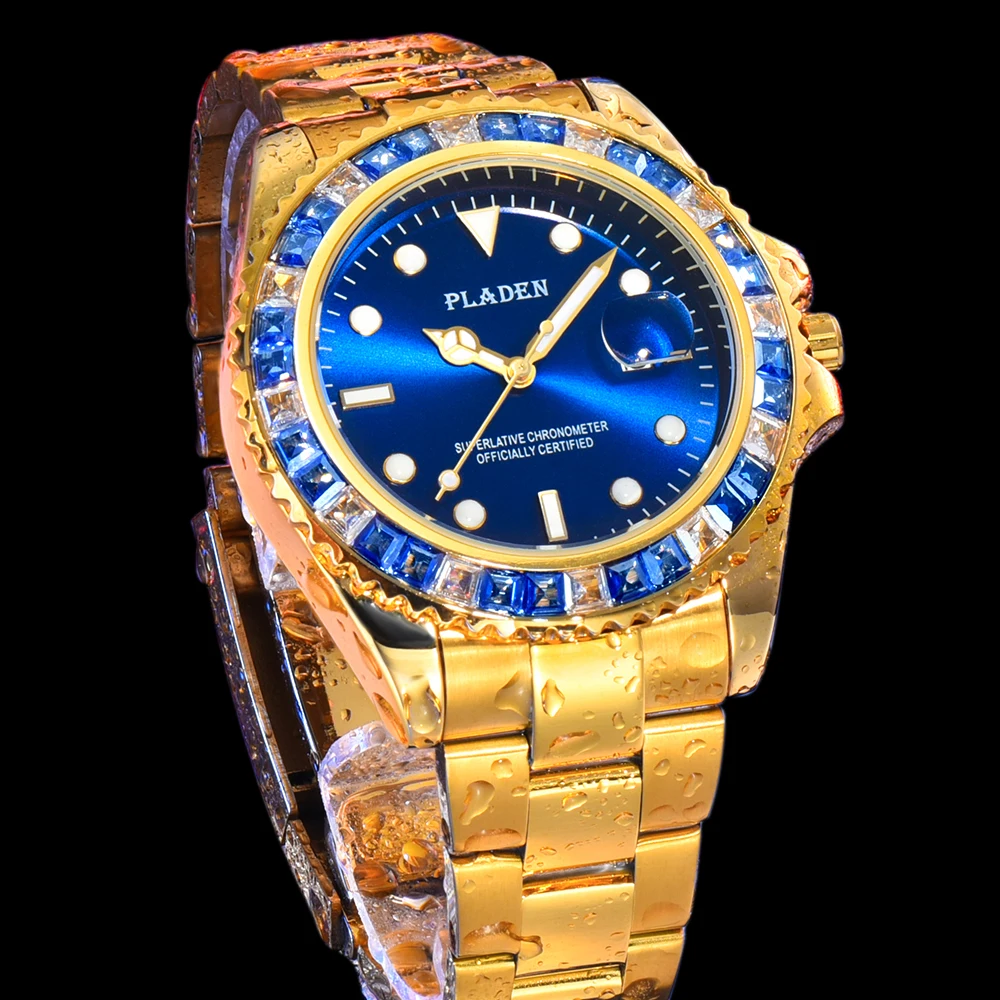 PLADEN Blue Dial Men Watches Gold Round Luminous Wristwatch Men Business Waterproof Stainless Steel Sports Quartz fashion watch
PLADEN Blue Dial Men Watches Gold Round Luminous Wristwatch Men Business Waterproof Stainless Steel Sports Quartz fashion watch