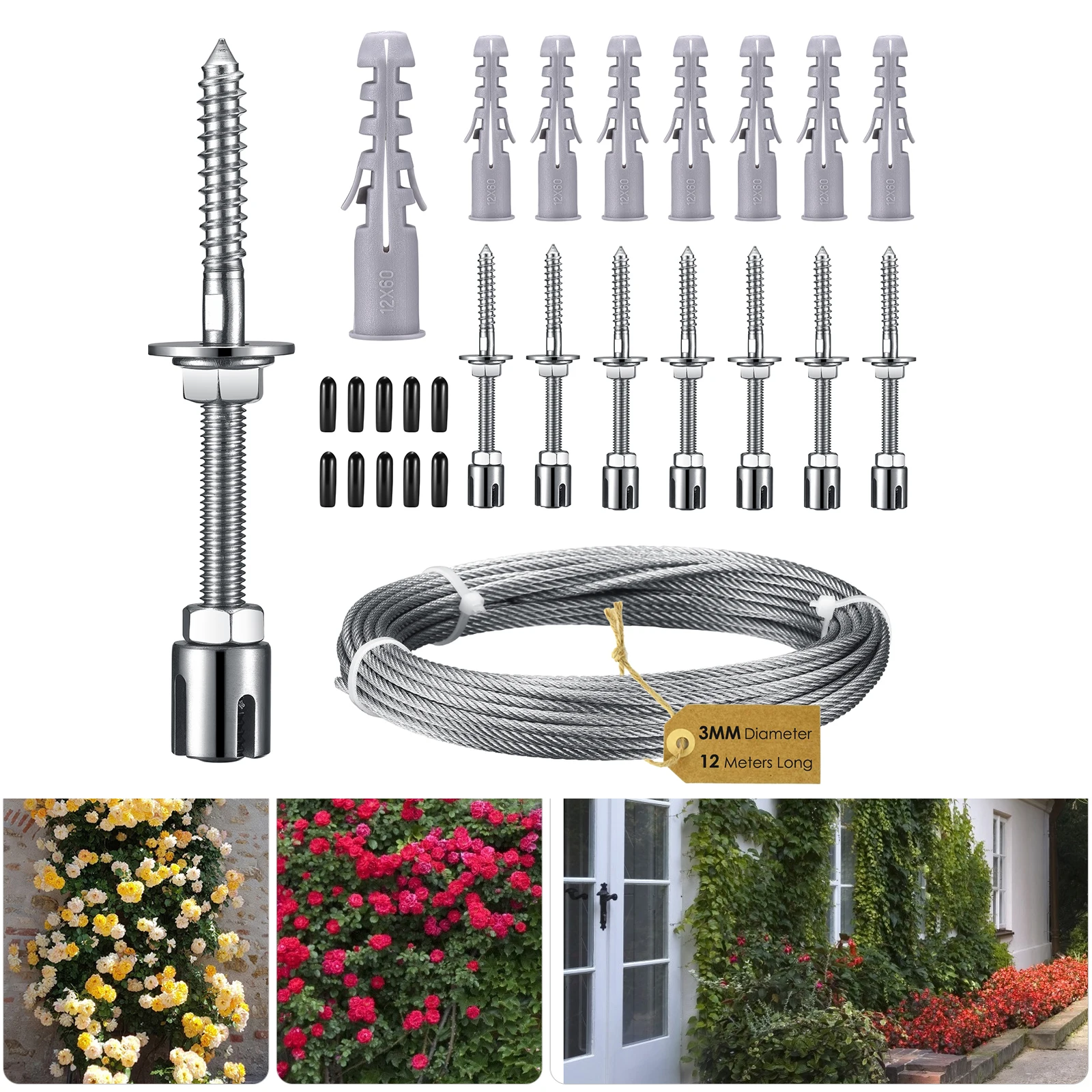 Professional Stainless Steel Trellis Metal Mesh for Fences 8 Halter 12m Rope Green Wall Mesh Climbing Plants Anchoring Aid Kit
Professional Stainless Steel Trellis Metal Mesh for Fences 8 Halter 12m Rope Green Wall Mesh Climbing Plants Anchoring Aid Kit
