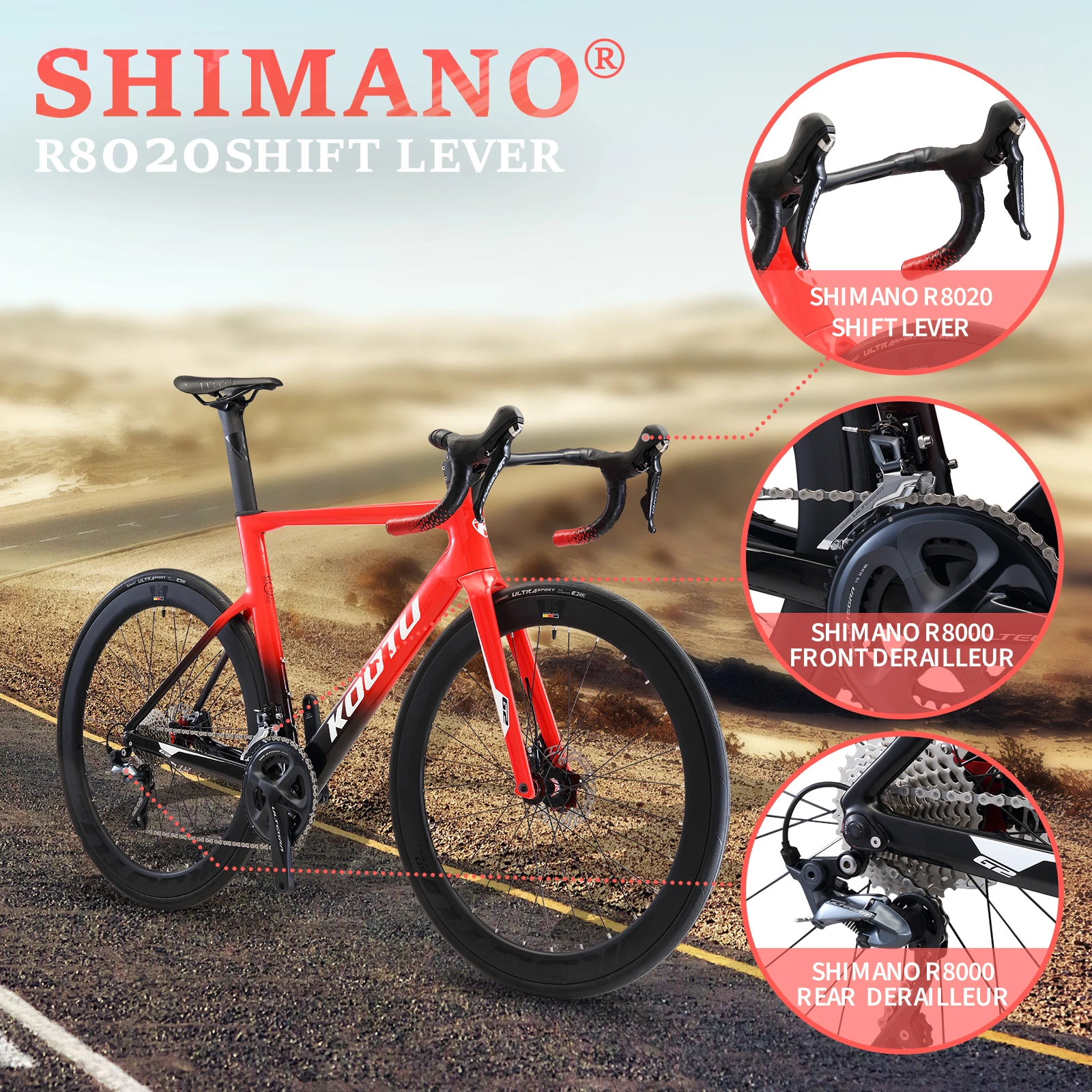 KOOTU NEW T800 FULL CARBON DISC BRAKE ROAD BIKE 22 SPEED with ULTEGRA R8000 Fizik Saddle with Hidden Cable
KOOTU NEW T800 FULL CARBON DISC BRAKE ROAD BIKE 22 SPEED with ULTEGRA R8000 Fizik Saddle with Hidden Cable