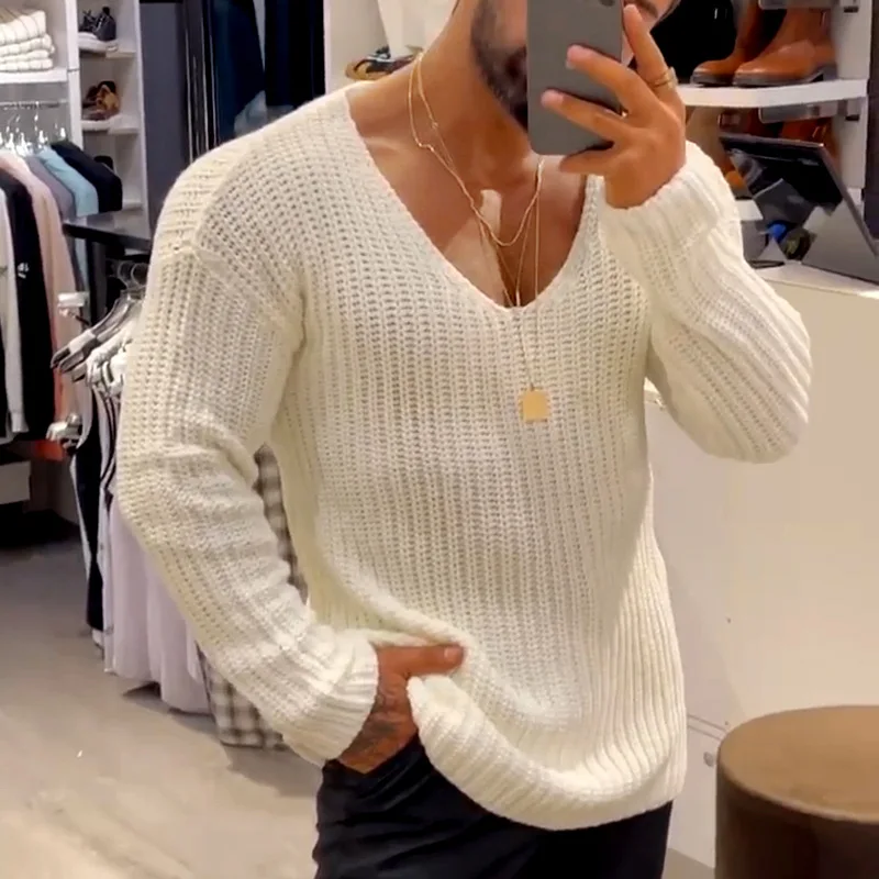 Mens Casual V-Neck Solid Sweater Autumn Winter Fashion Knitted Pullover Tops For Men 2021 Harajuku Long Sleeve Jumper Streetwear
Mens Casual V-Neck Solid Sweater Autumn Winter Fashion Knitted Pullover Tops For Men 2021 Harajuku Long Sleeve Jumper Streetwear