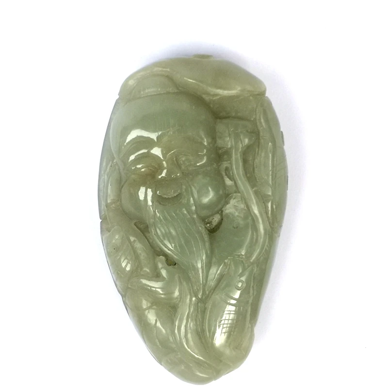 

YIZHU CULTUER ART Certificate Collection China Hetian Jade Carving Auspicious Old fisherman Pendant Decoration