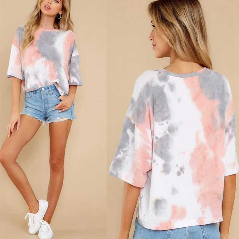 Short Sleeve T Shirt Women Streetwear Tie Dye Print Summer Loose Tee Shirt Tops L
Short Sleeve T Shirt Women Streetwear Tie Dye Print Summer Loose Tee Shirt Tops L