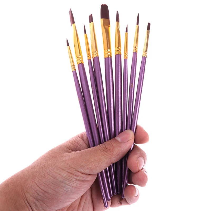 10pcs/set Blue Purple Artist Paint Brush Set Nylon Hair Watercolor Acrylic Oil Painting Brushes Drawing Art Supplie 
10pcs/set Blue Purple Artist Paint Brush Set Nylon Hair Watercolor Acrylic Oil Painting Brushes Drawing Art Supplie