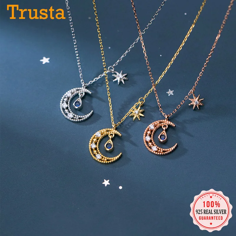 TrustDavis Real 925 Sterling Silver Necklace Women Moon Pendant Star CZ Choker Birthday Gift For Girls Wedding Jewelry DB489
TrustDavis Real 925 Sterling Silver Necklace Women Moon Pendant Star CZ Choker Birthday Gift For Girls Wedding Jewelry DB489