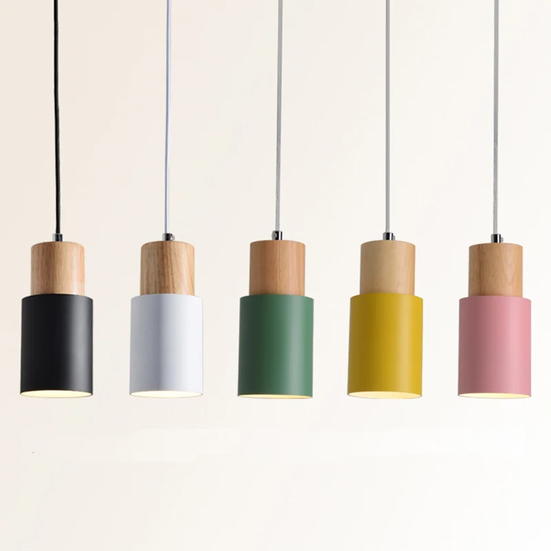 Designer Macaron Wood Pendant lamps Nordic Aluminum cylindrical hanging pendant lights for Kitchen bar hotel home decor E27
Designer Macaron Wood Pendant lamps Nordic Aluminum cylindrical hanging pendant lights for Kitchen bar hotel home decor E27