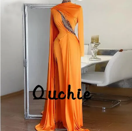 Orange See Through Mermaid High Slit Evening Dresses Long Sleeves Sexy robe soiree Islamic Dubai Kaftan Saudi Arabic Prom Gown
Orange See Through Mermaid High Slit Evening Dresses Long Sleeves Sexy robe soiree Islamic Dubai Kaftan Saudi Arabic Prom Gown