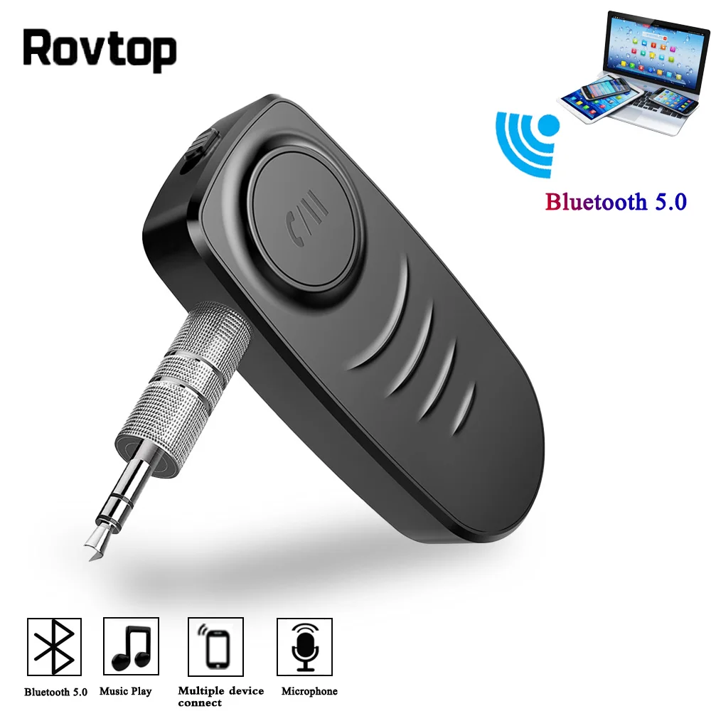 Rovtop Bluetooth 5 0 автомобильный аудио приемник адаптер 3 мм разъем Aux беспроводной