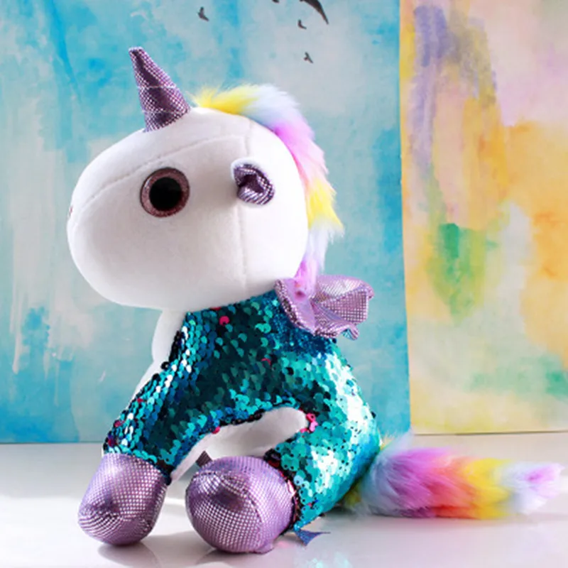 New 22cm Cute Unicorn with Discolorable Sequins Clothes Plush Toys Stuffed Animal Dolls Lovely Horse Pillow for Kids Girls Gifts
New 22cm Cute Unicorn with Discolorable Sequins Clothes Plush Toys Stuffed Animal Dolls Lovely Horse Pillow for Kids Girls Gifts