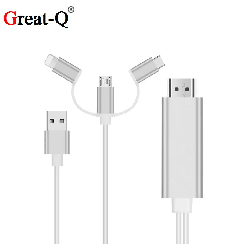 Кабель 3 в 1 для MHL HDMI кабель Samsung A7 J5/iPhone X 8 7 6 Plus Huawei Micro USB к адаптер HDTV ТВ
