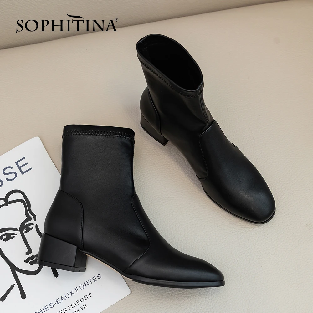 SOPHITINA New Desigh Women Boots Concise Mid Calf Thick Med Heel Square Toe Winter Ladies Black Shoes Elegant Office Boots MO412
SOPHITINA New Desigh Women Boots Concise Mid Calf Thick Med Heel Square Toe Winter Ladies Black Shoes Elegant Office Boots MO412
