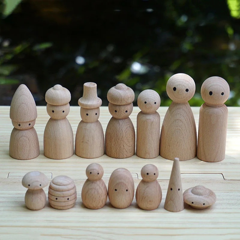 

Dropshipping 50Pc Wooden DIY Crafts Unpainted Natural Wood Peg Doll Wooden Blanks for Wood Christmas Decorations