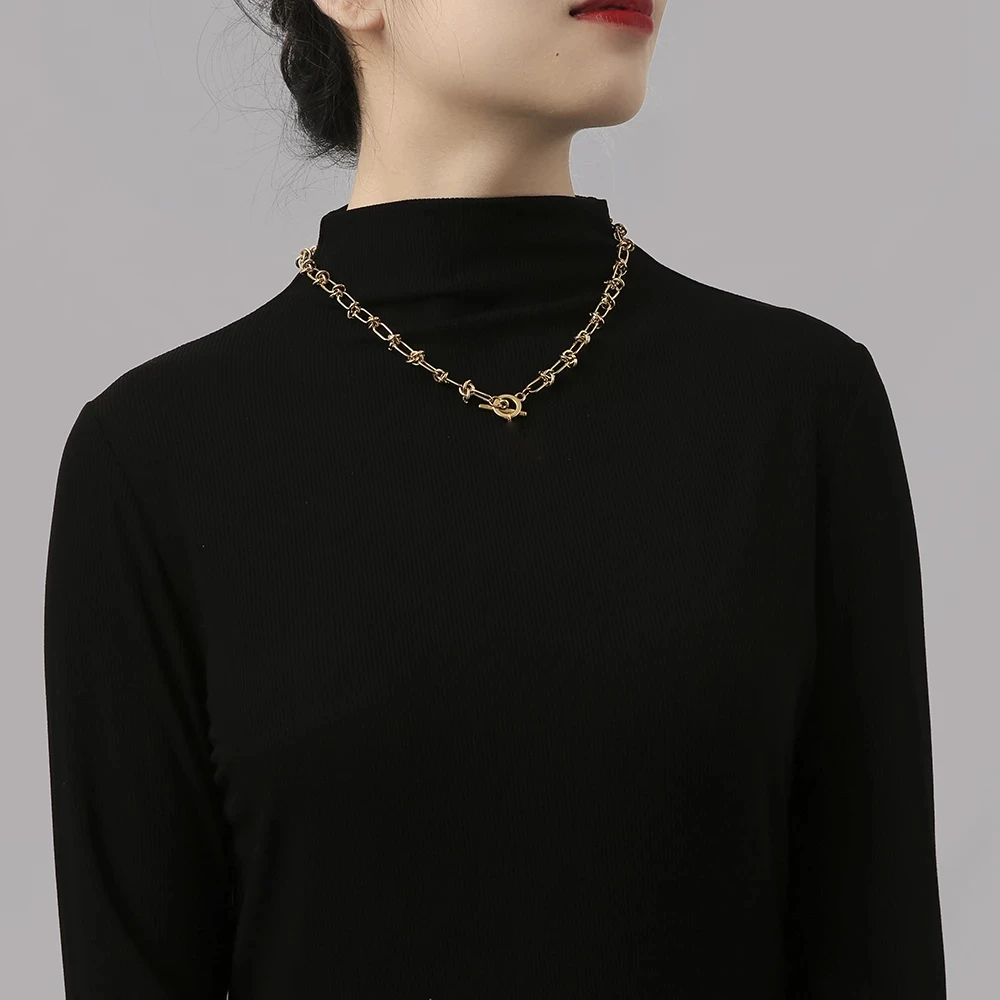 Stainless Steel Braid Chain Toggle Necklaces For Women Metal Knot Weave Chain Necklace Heavy Duty Women's Neck Chain Choker
Stainless Steel Braid Chain Toggle Necklaces For Women Metal Knot Weave Chain Necklace Heavy Duty Women's Neck Chain Choker