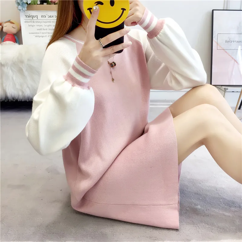 Autumn Winter Women Sweater Dress Loose Striped Patchwork Knitted Dresses Elegant Warm Long Sleeve Dress Female PP486
Autumn Winter Women Sweater Dress Loose Striped Patchwork Knitted Dresses Elegant Warm Long Sleeve Dress Female PP486