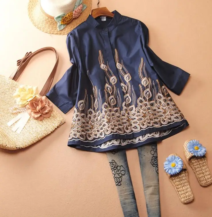 Women's Spring autumn A-Line embroidery long Shirt Female Vintage National Loose Casual plus size cotton Shirt Blouse TB996
Women's Spring autumn A-Line embroidery long Shirt Female Vintage National Loose Casual plus size cotton Shirt Blouse TB996