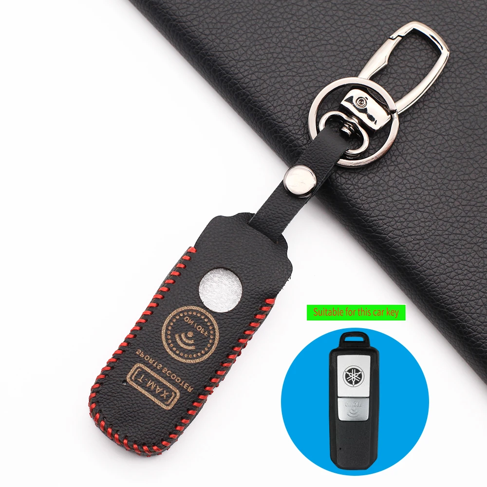 

100% Leather Key Case Cover for Yamaha TMAX 530 DX SX motorcycle 2017/2018 Motorcycle Smart Keyring Key bag fob Protect Shell
