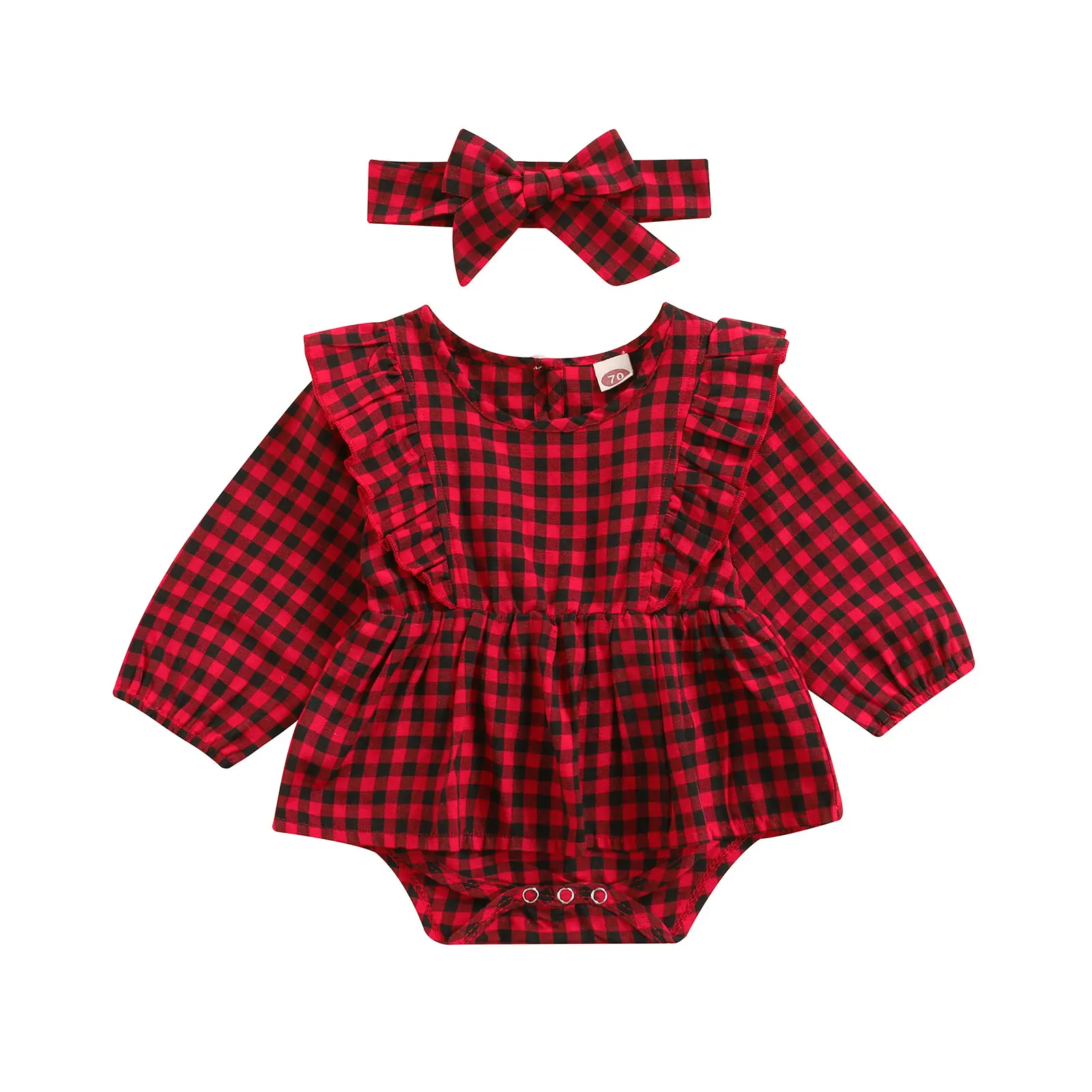 0-18 Months Baby Girls Two-Piece Clothes Set Plaid Printed Pattern Long Sleeve Romper And Headdress Black Red Casual Daily Wear
0-18 Months Baby Girls Two-Piece Clothes Set Plaid Printed Pattern Long Sleeve Romper And Headdress Black Red Casual Daily Wear