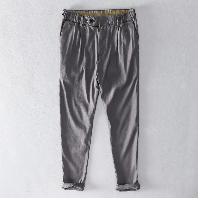 New Casual comfortable linen pants men long elastic waist solid trousers men fashion stretch brand men pants pencil pantalones 
New Casual comfortable linen pants men long elastic waist solid trousers men fashion stretch brand men pants pencil pantalones