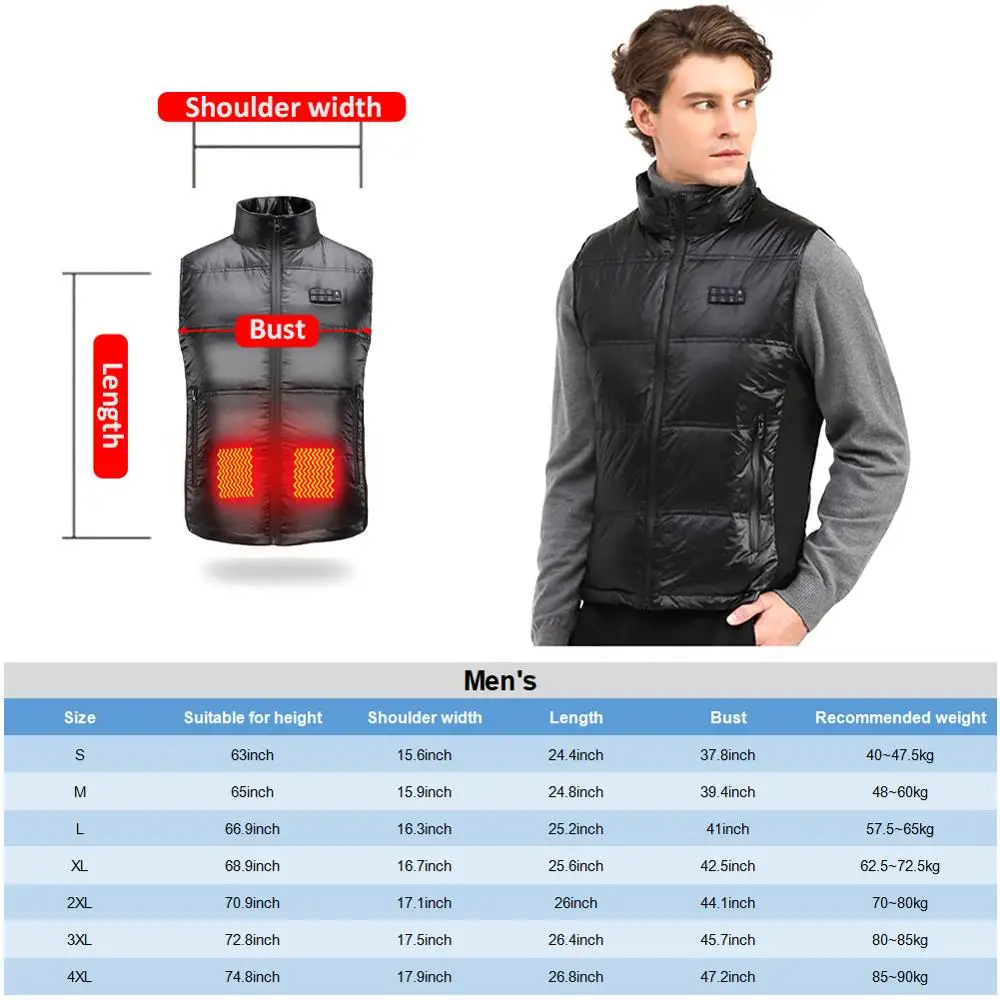 11 Areas Heated Vest Men Electric Heating Vest Thermal Warm Heating Clothes Outdoor Fishing Hunting Vest Winter Usb Heated Jacke
11 Areas Heated Vest Men Electric Heating Vest Thermal Warm Heating Clothes Outdoor Fishing Hunting Vest Winter Usb Heated Jacke