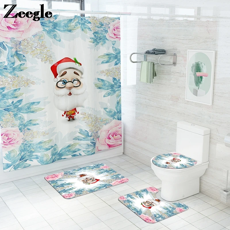Christmas Bath Mat with Shower Curtain Set Flannel Bathroom Floor Rug Microsoft Toilet Seat Cover Mat Bath Foot Rug Set
Christmas Bath Mat with Shower Curtain Set Flannel Bathroom Floor Rug Microsoft Toilet Seat Cover Mat Bath Foot Rug Set