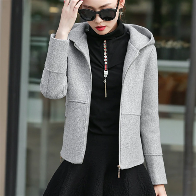 2021 New Women Clothing Cotton Coat Hooded Gray Slim Short Casual Blend Autumn Winter Outwear Jacket Female Plus Size XXL Luxury 
2021 New Women Clothing Cotton Coat Hooded Gray Slim Short Casual Blend Autumn Winter Outwear Jacket Female Plus Size XXL Luxury